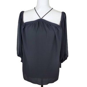 1.State Black Off Shoulder 3/4 Sleeve Top M